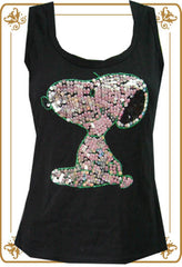 Sequins Black Snoopy Tee