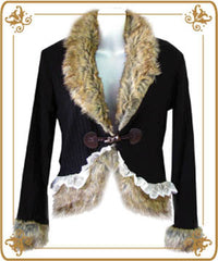 Lush Faux Fur Girly Cardigan Black