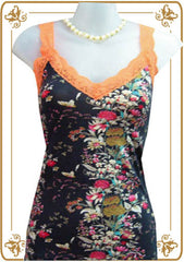 Romantic Oriental Flower Prints Tank