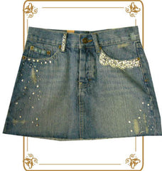 Hollister Sequins & Beads Denim Skirt
