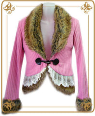 Lush Faux Fur Girly Cardigan Pink