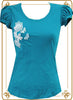 Sweet Round neck Flower Blue Tee