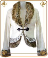 Lush Faux Fur Girly Cardigan White